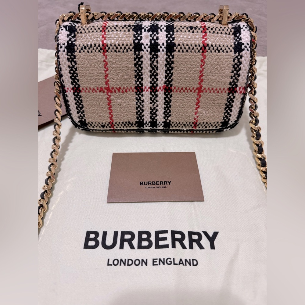 NEW🔥BURBERRY Mini Lola Woven Check Bag - Picture 9 of 16